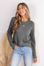 Round Neck Long Sleeve Knit Sweater