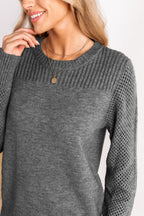 Round Neck Long Sleeve Knit Sweater