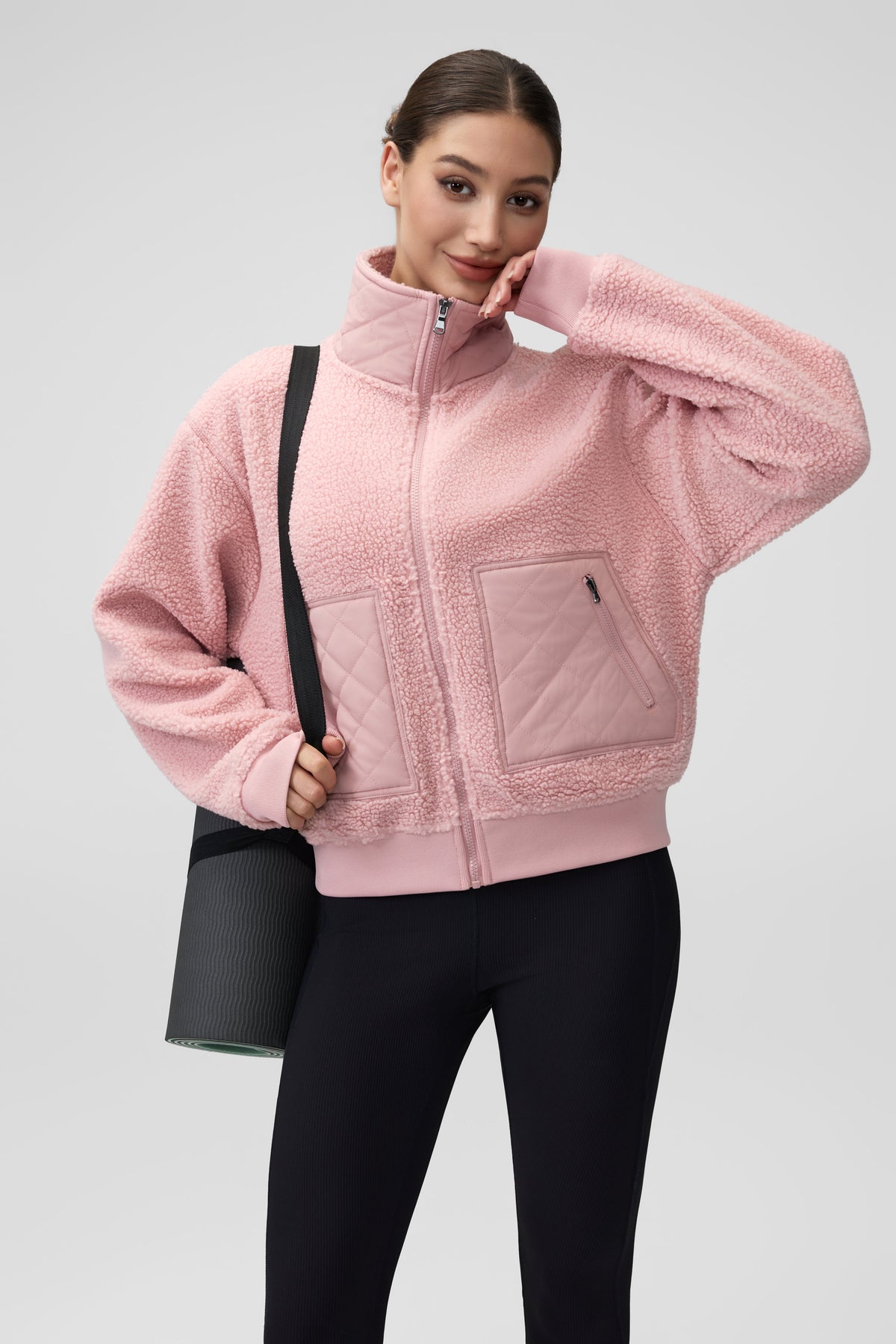 Teddy Quilted Zippered Pockets Jacket