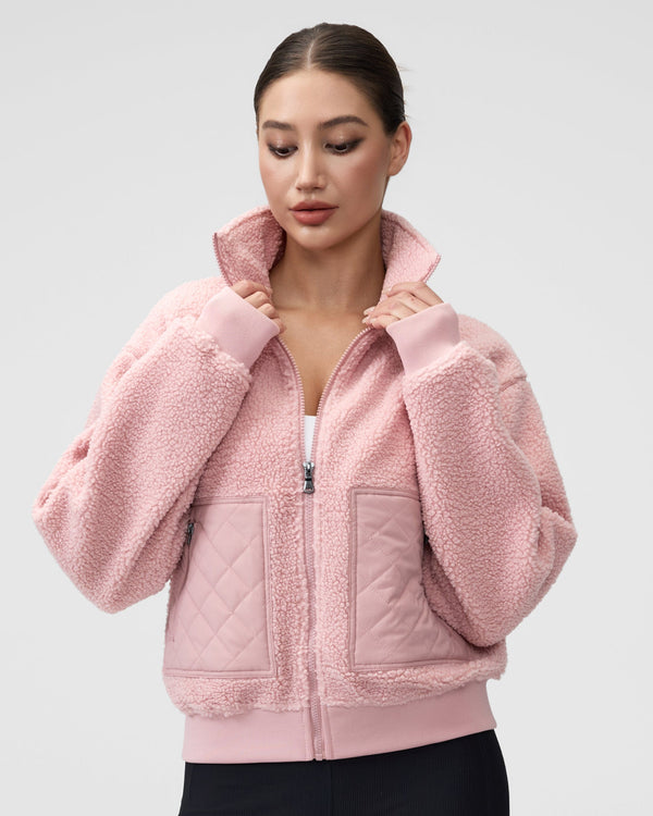 Teddy Quilted Zippered Pockets Jacket