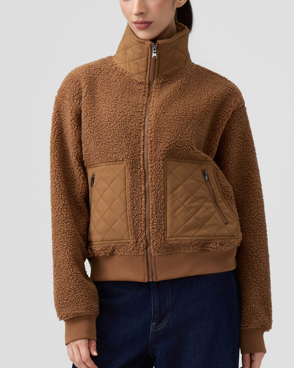 Teddy Quilted Zippered Pockets Jacket
