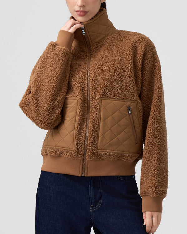 Teddy Quilted Zippered Pockets Jacket
