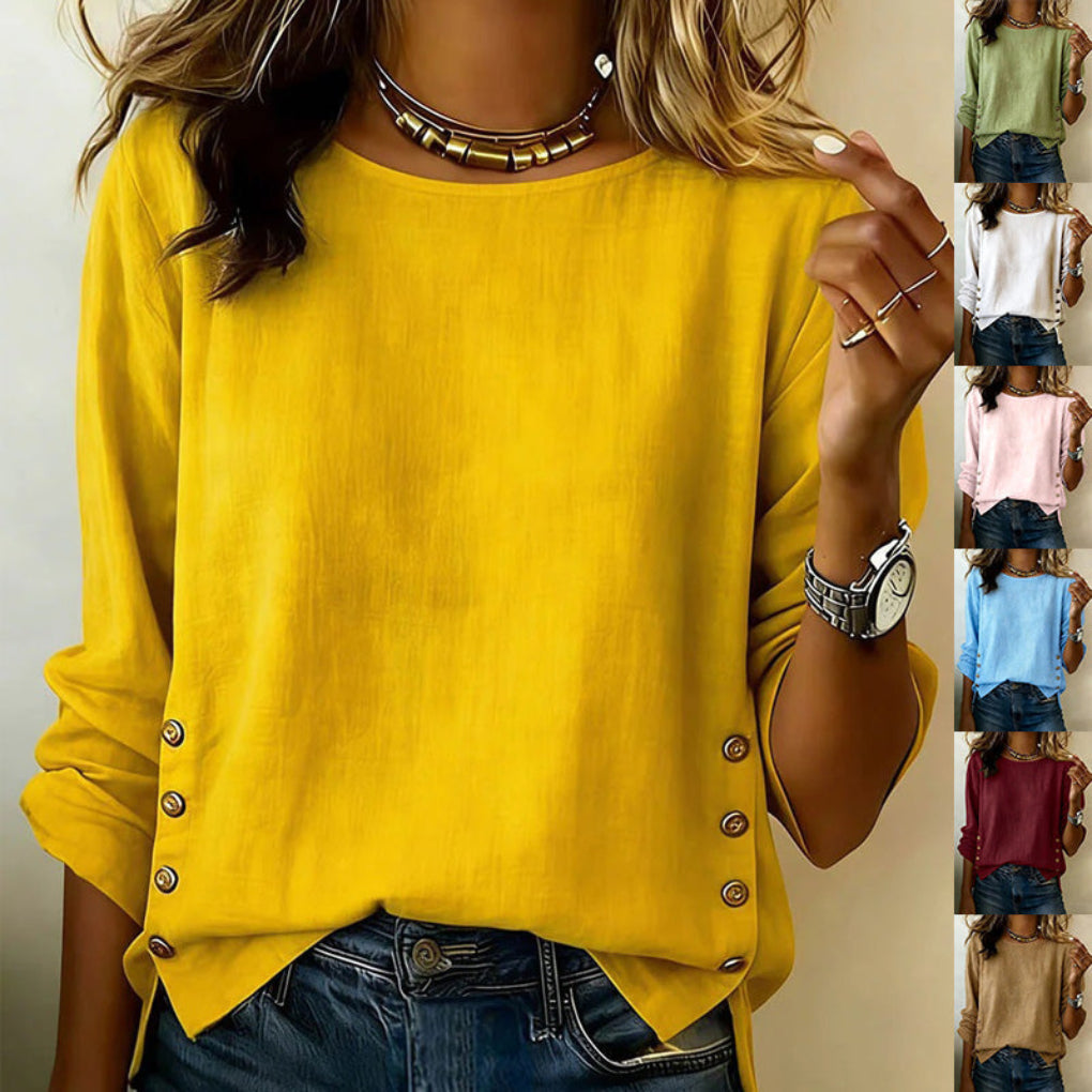 Button Detail Linen Top