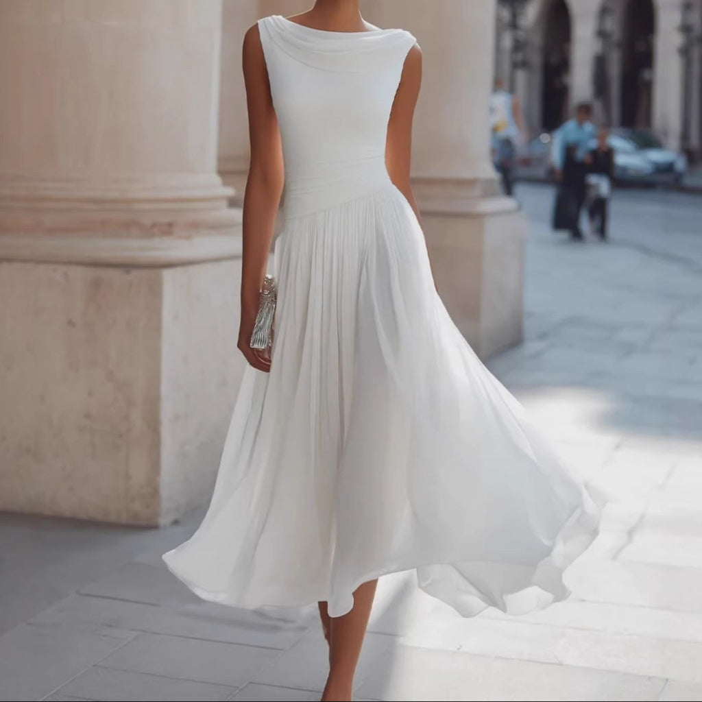 Women’s Boat Neck Chiffon Dress
