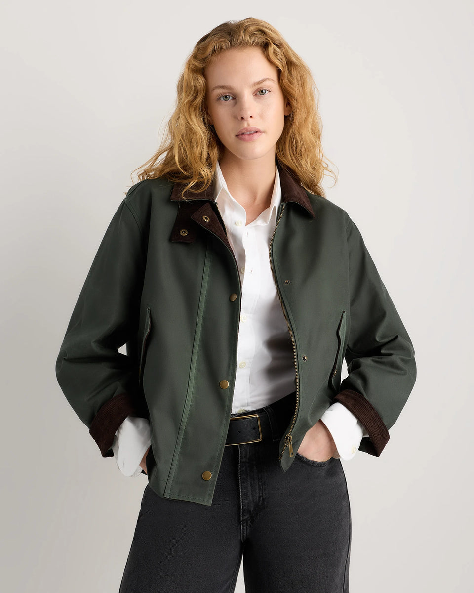 Organic Waxed Cotton Cropped Barn Jacket