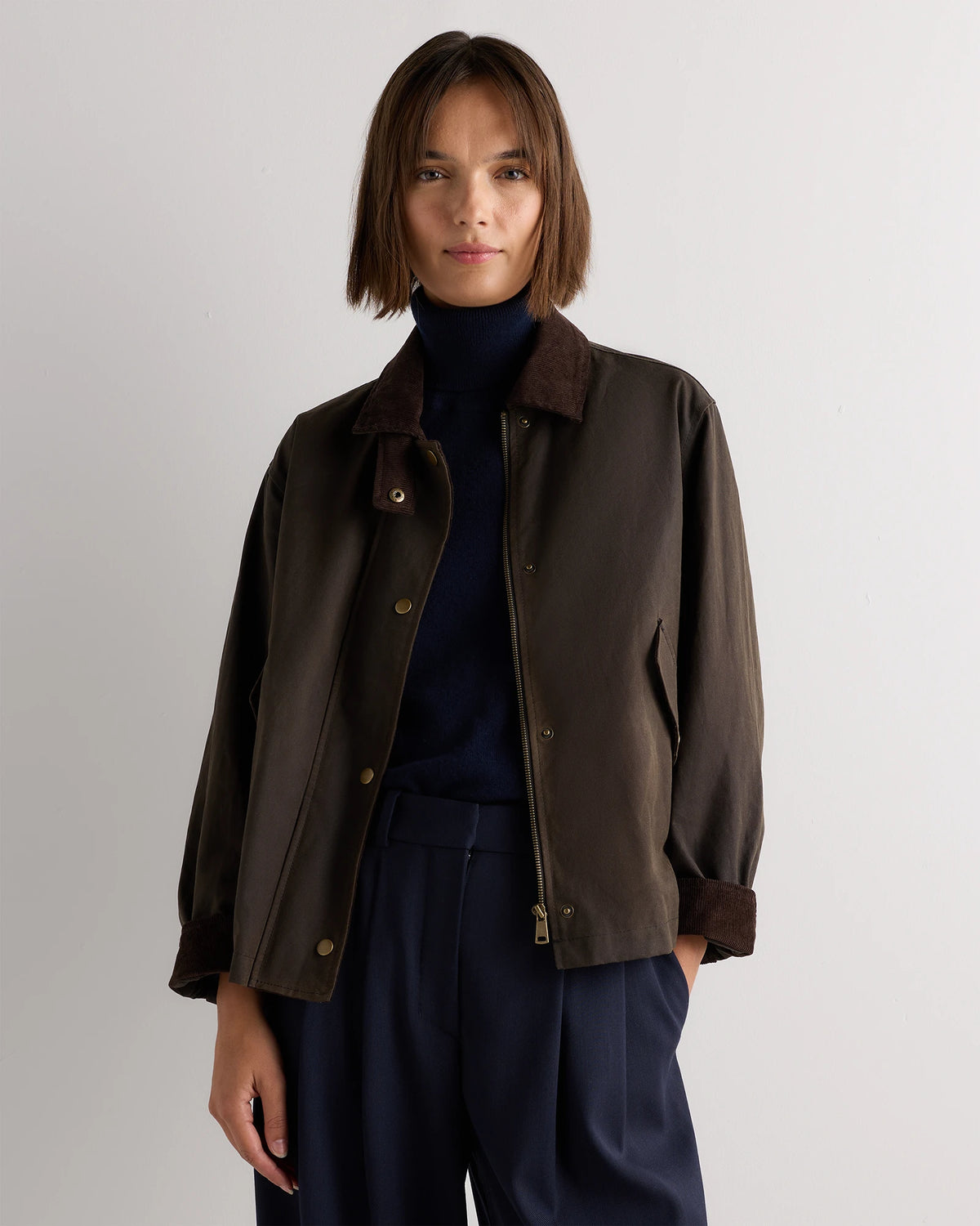 Organic Waxed Cotton Cropped Barn Jacket