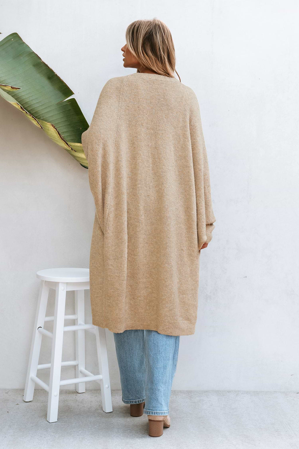 Tan Open Front Dolman Sleeve Duster Cardigan