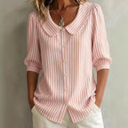 Women's Elegant Striped Mid Sleeve Blouse