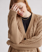 Camel Oversized Cable Knit Cardigan