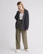 Charcoal Oversized Cable Knit Cardigan