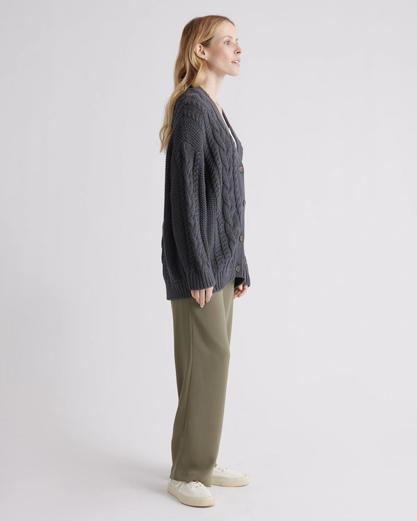 Charcoal Oversized Cable Knit Cardigan