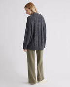 Charcoal Oversized Cable Knit Cardigan
