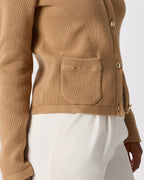 100% Organic Cotton Sweater Jacket in Camel - Pocket detail