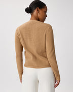 100% Organic Cotton Sweater Jacket in Camel - Back view