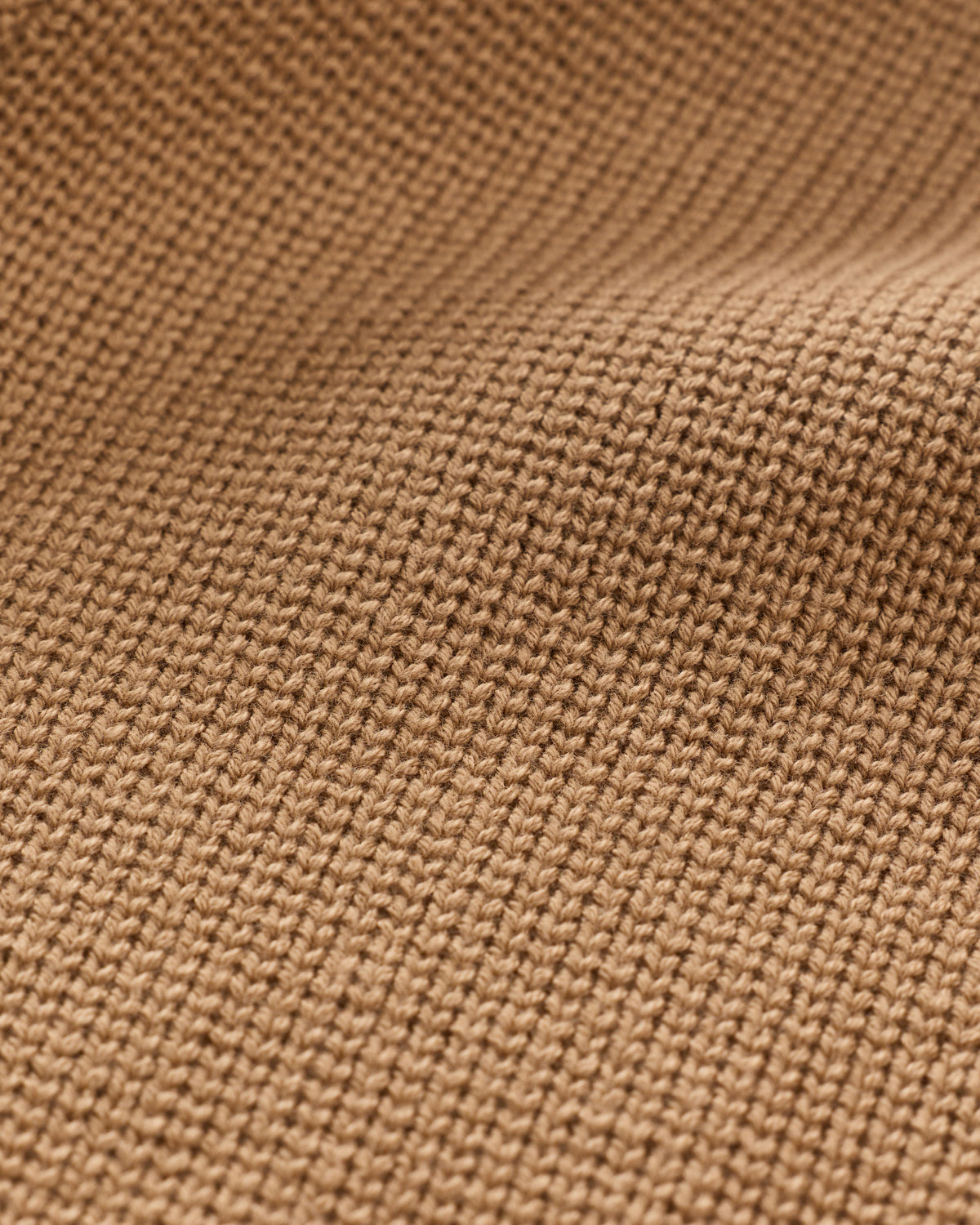 100% Organic Cotton Sweater Jacket in Camel - Knit texture detail