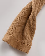 100% Organic Cotton Sweater Jacket in Camel - Sleeve and hem detail