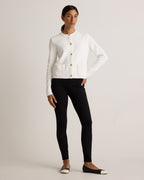 100% Organic Cotton Sweater Jacket in Ivory - Full-length front view
