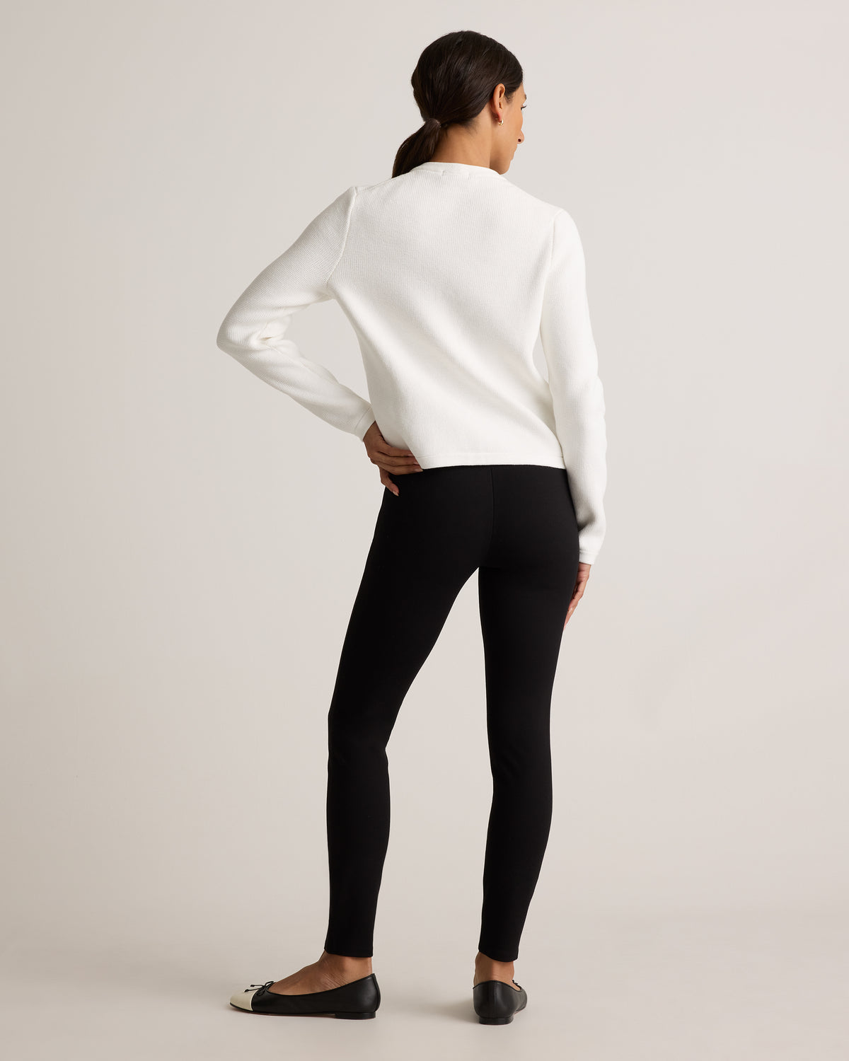 100% Organic Cotton Sweater Jacket in Ivory - Back view