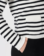 100% Organic Cotton Sweater Jacket in Ivory/Black - Sleeve and pocket detail