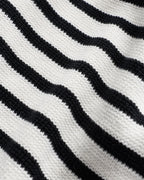 100% Organic Cotton Sweater Jacket in Ivory/Black - Knit texture detail