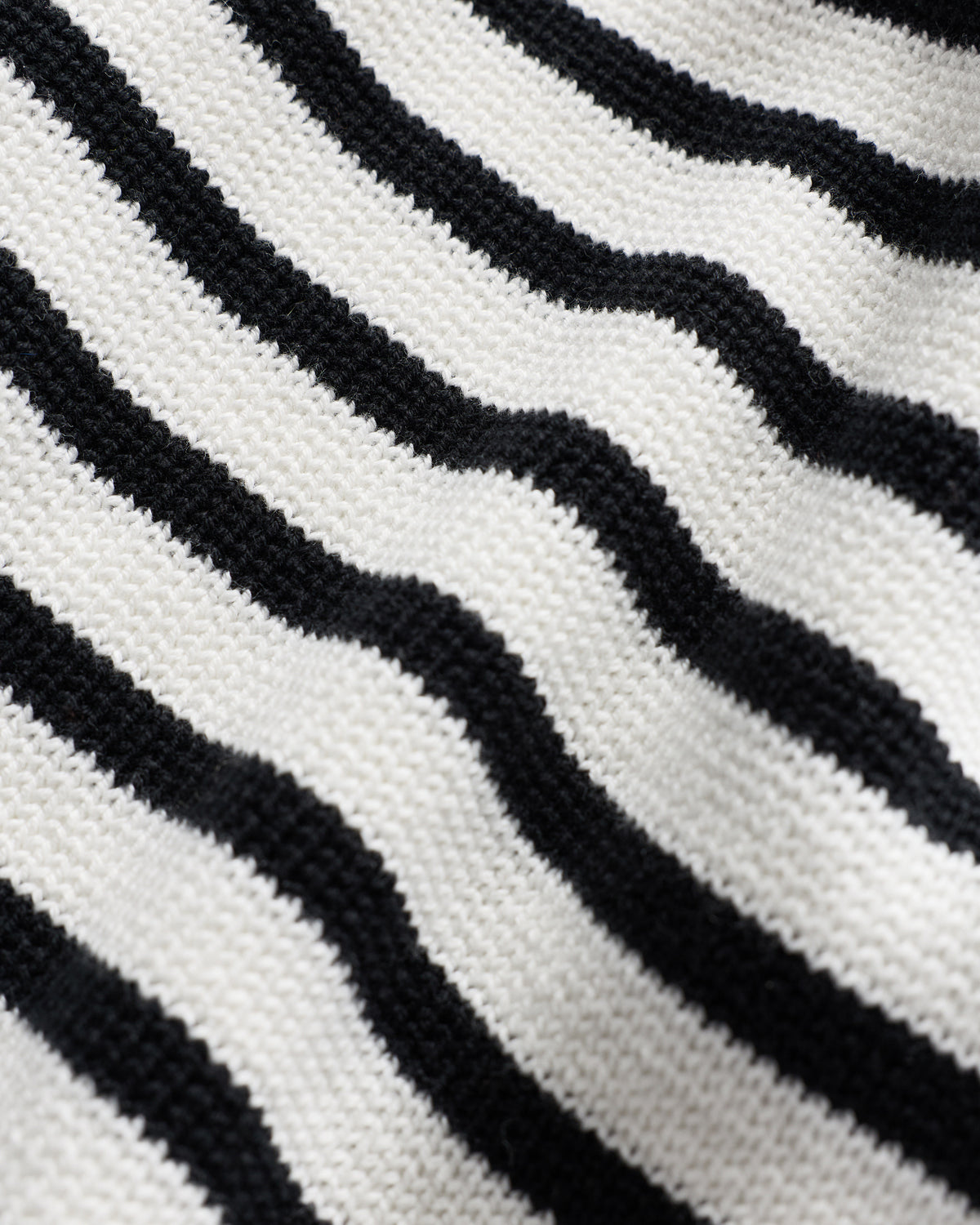 100% Organic Cotton Sweater Jacket in Ivory/Black - Knit texture detail