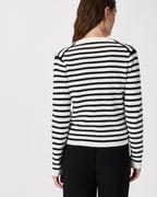 100% Organic Cotton Sweater Jacket in Ivory/Black - Back view