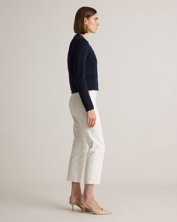100% Organic Cotton Sweater Jacket in Navy - Side view