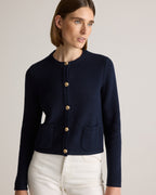 100% Organic Cotton Sweater Jacket in Navy - Front close-up