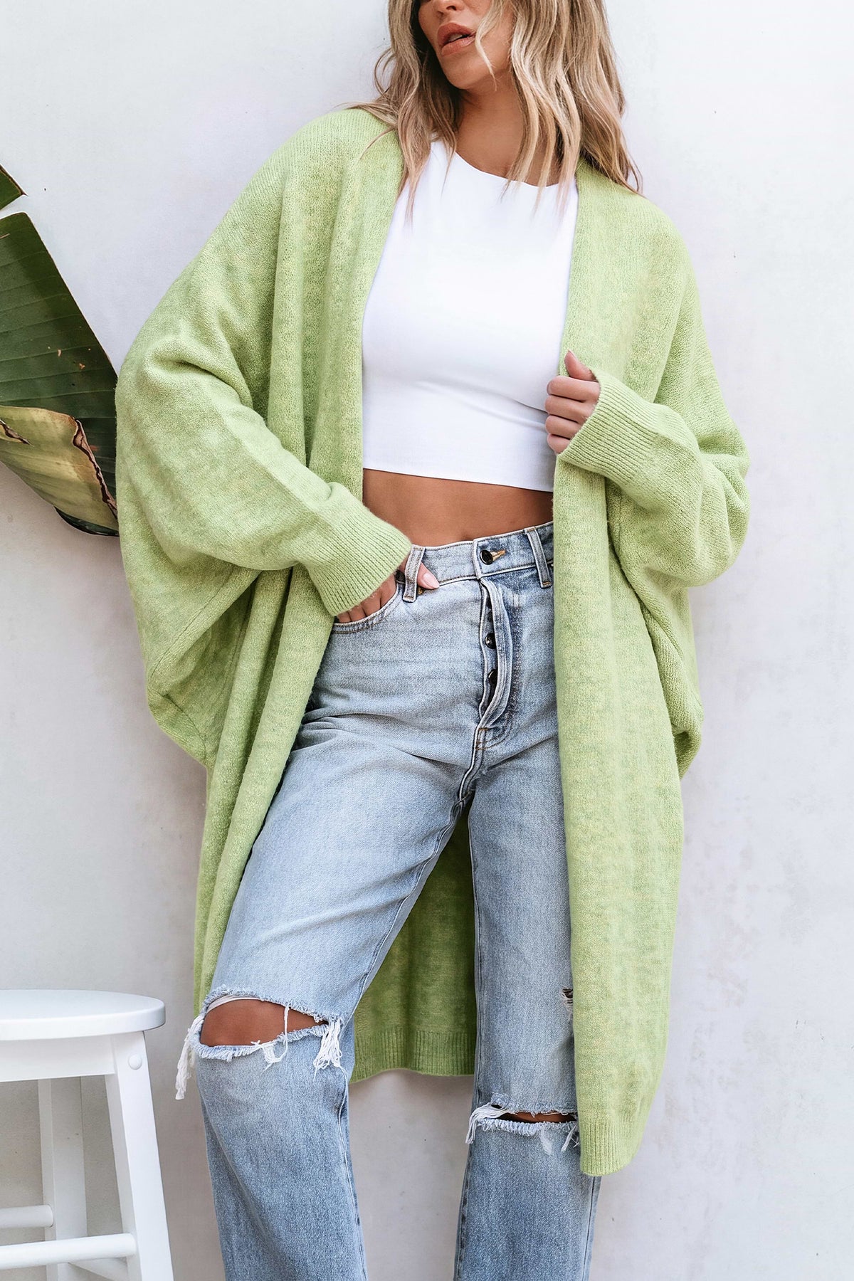 Tan Open Front Dolman Sleeve Duster Cardigan