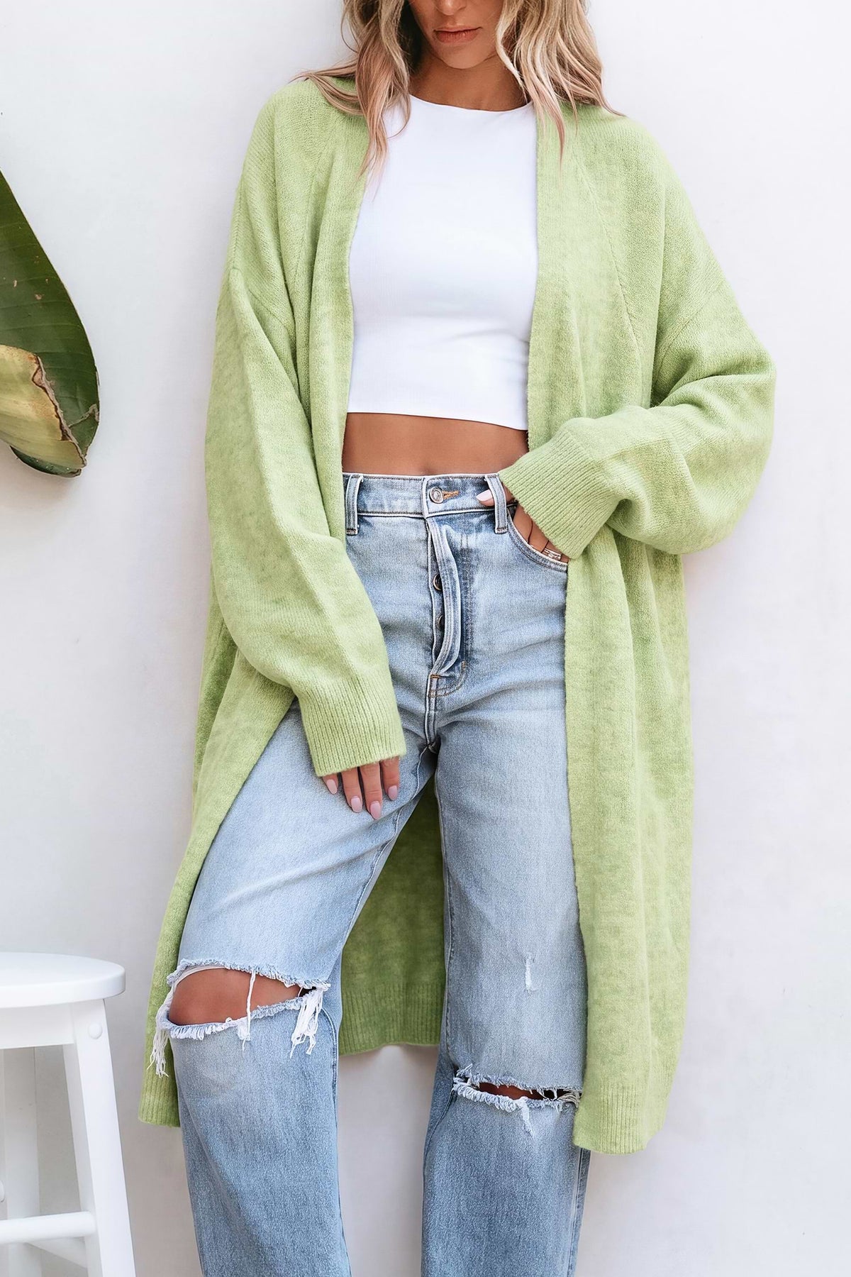 Tan Open Front Dolman Sleeve Duster Cardigan