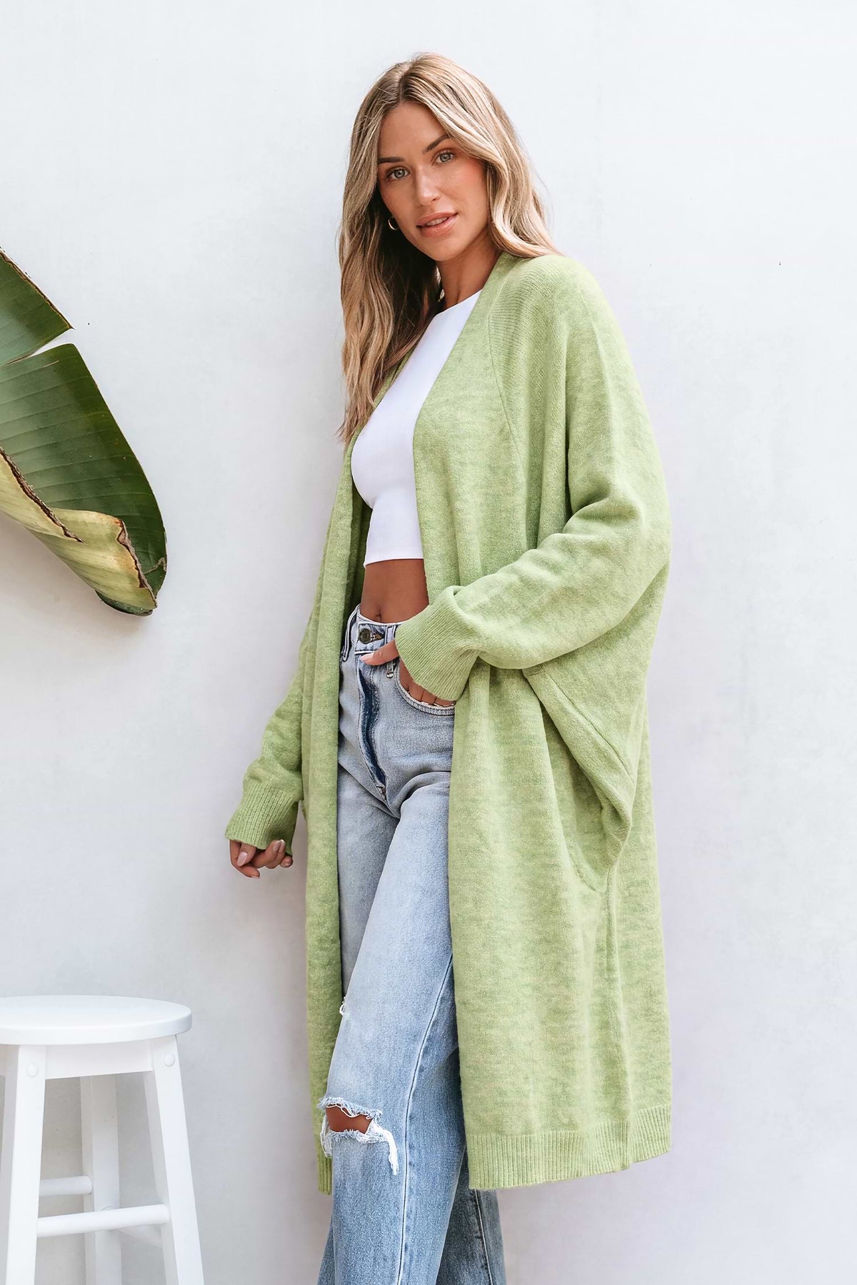 Tan Open Front Dolman Sleeve Duster Cardigan