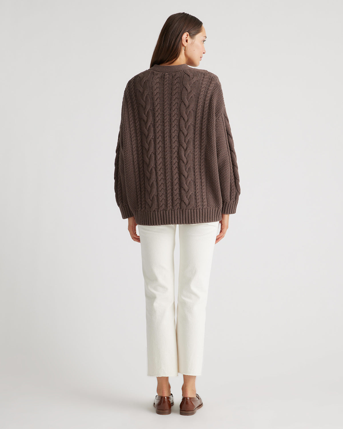 Heather Brown Oversized Cable Knit Cardigan