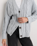Heather Dove Grey Oversized Cable Knit Cardigan