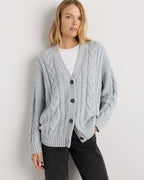 Heather Dove Grey Oversized Cable Knit Cardigan
