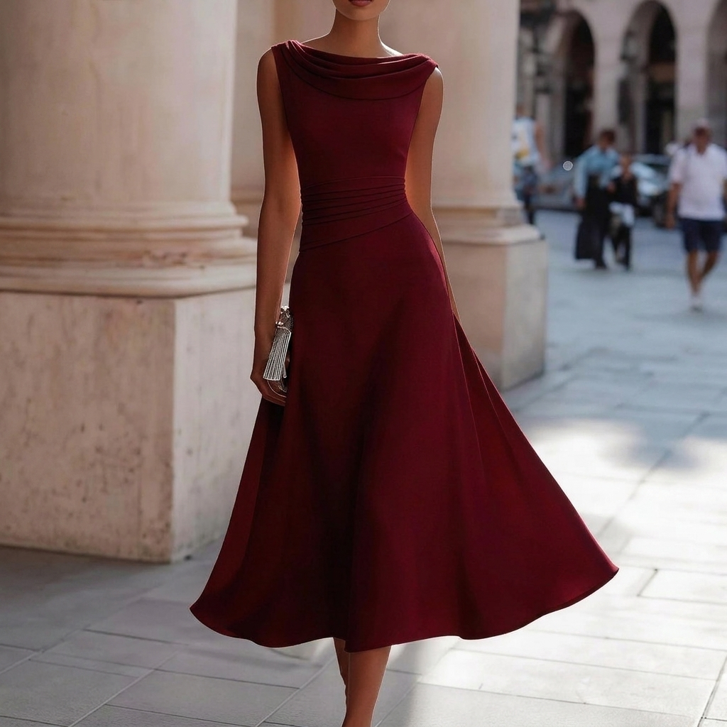 Women’s Boat Neck Chiffon Dress