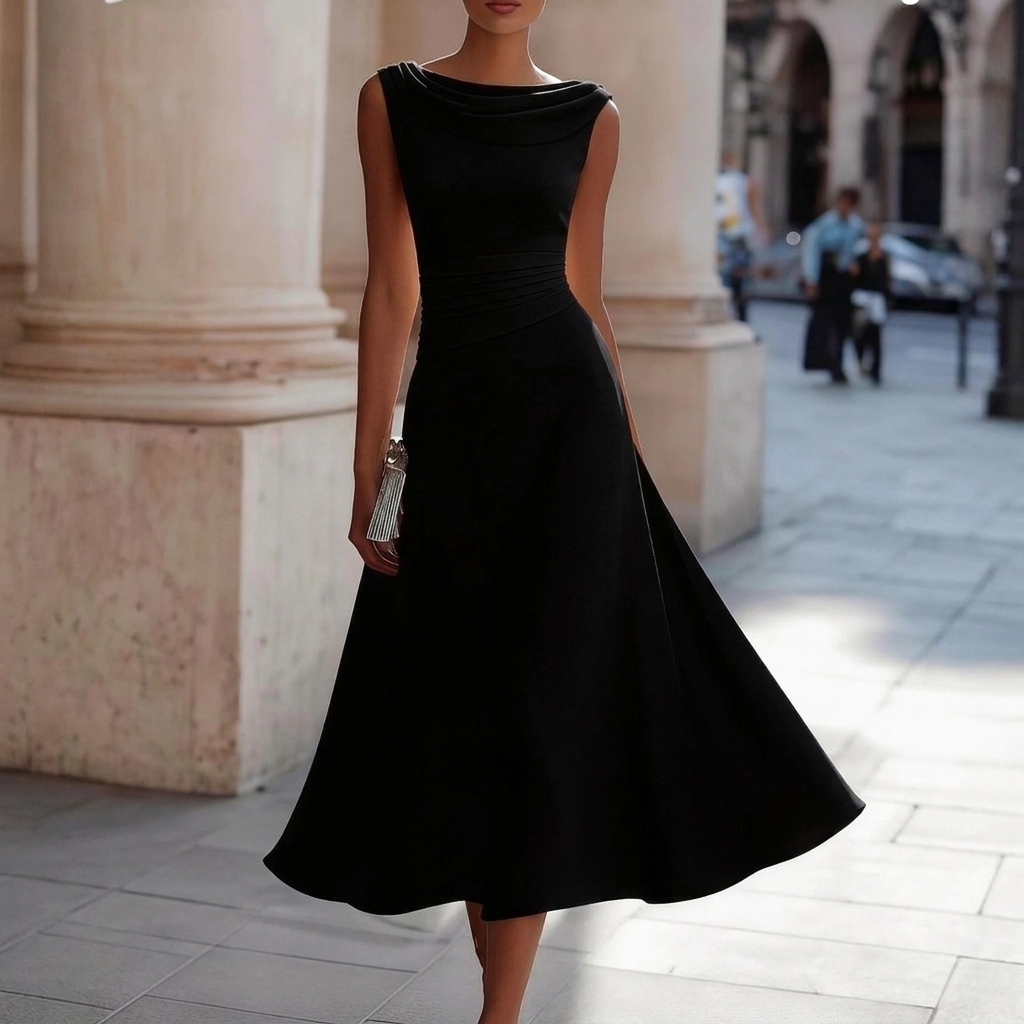 Women’s Boat Neck Chiffon Dress