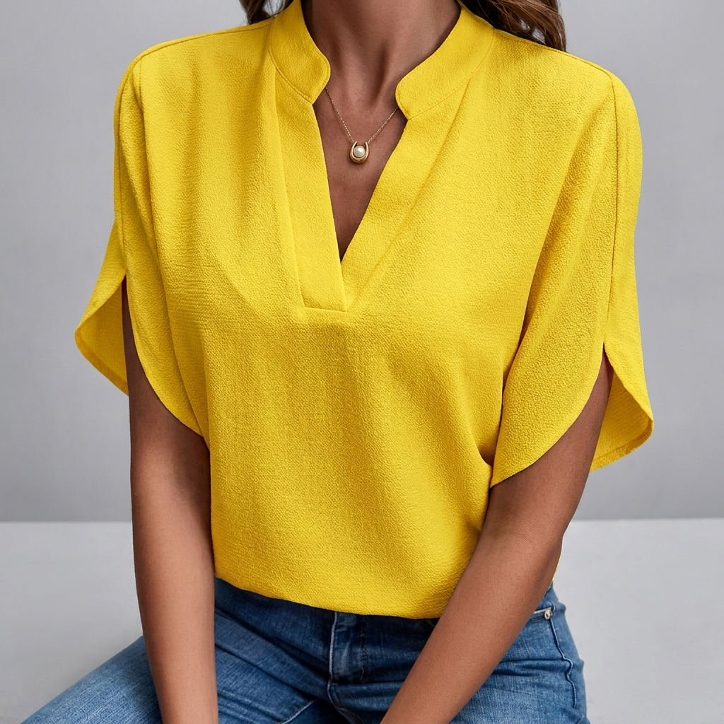 Women's Casual V-Neck Short Sleeve Blouse Shirt