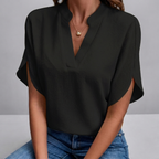 Women's Casual V-Neck Short Sleeve Blouse Shirt