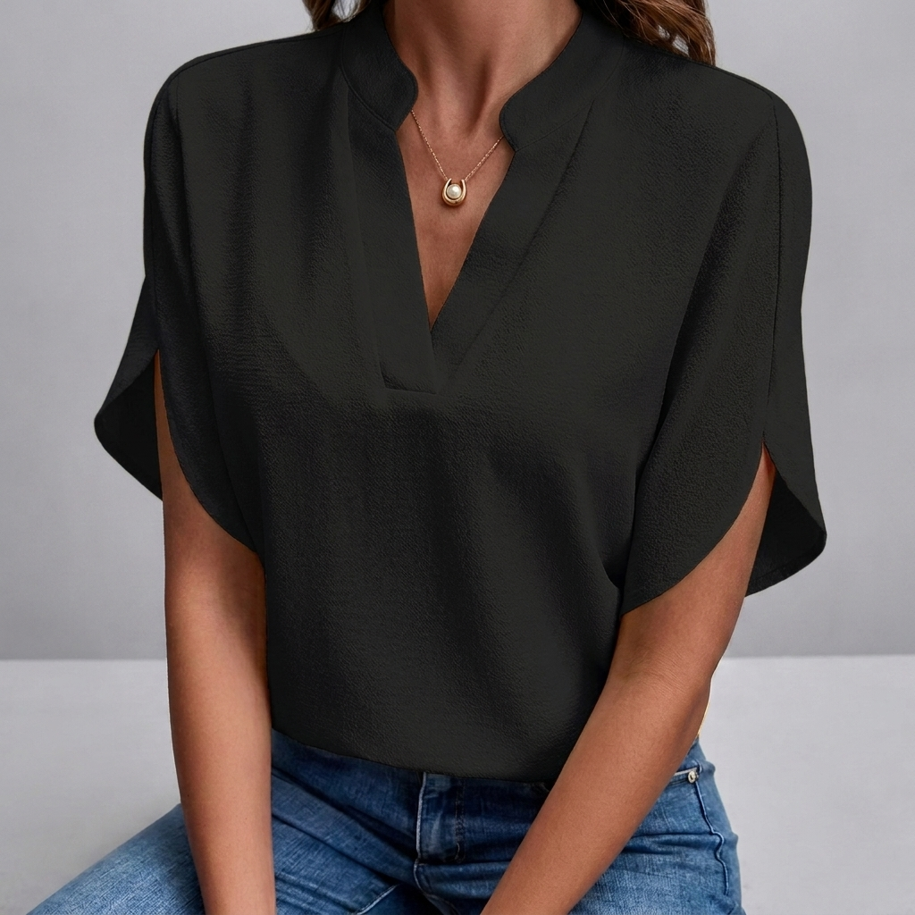 Women's Casual V-Neck Short Sleeve Blouse Shirt