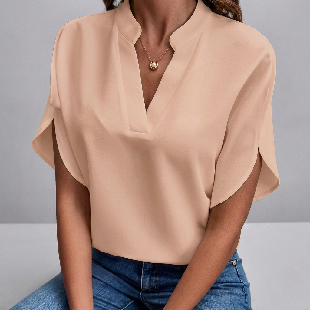 Women's Casual V-Neck Short Sleeve Blouse Shirt