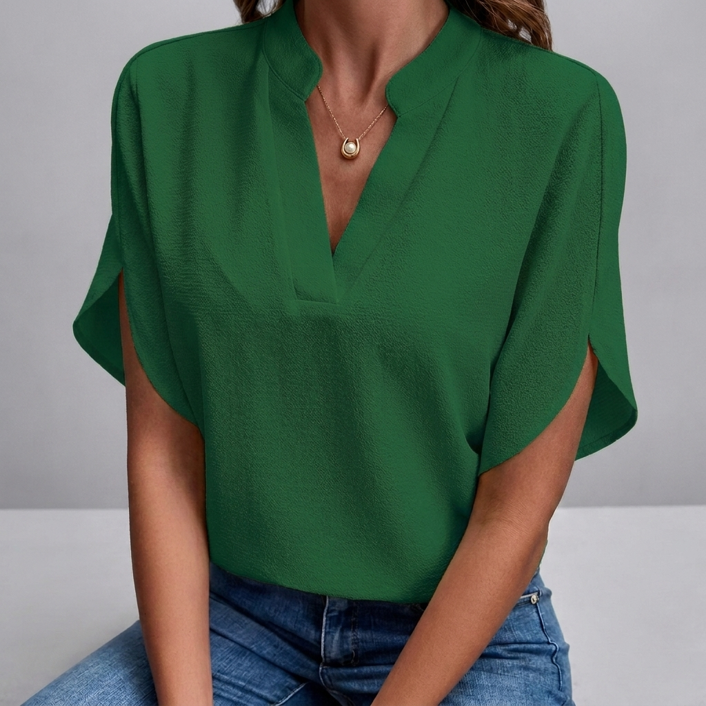 Women's Casual V-Neck Short Sleeve Blouse Shirt
