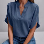 Women's Casual V-Neck Short Sleeve Blouse Shirt