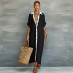 Women's Oversized Button Down Maxi Shirt Dress