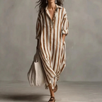 Nautical Breeze Collared Striped Shirt Dress