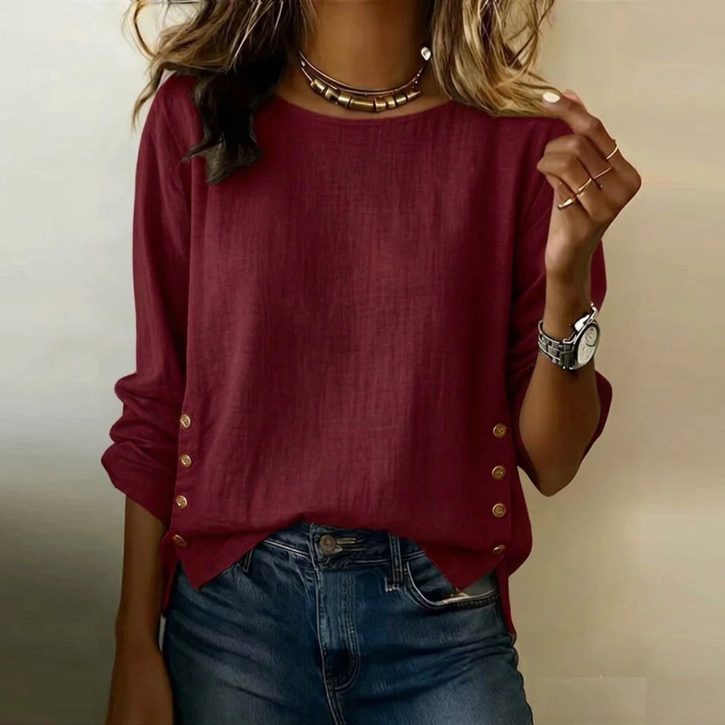 Button Detail Linen Top