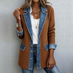 Street Style Patchwork Denim Long-Sleeve Jacket