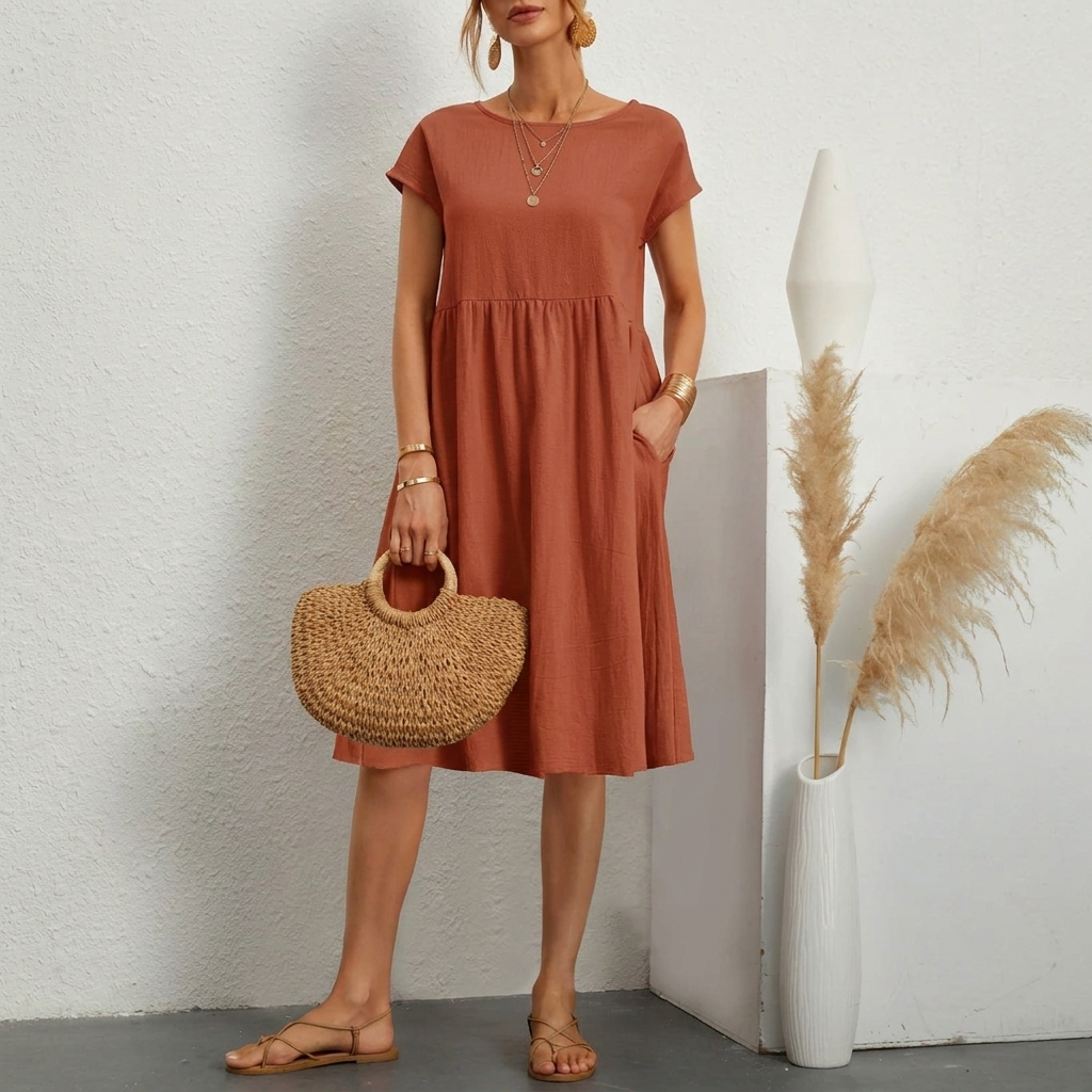 Women's Pocket Midi T-Shirt Dress