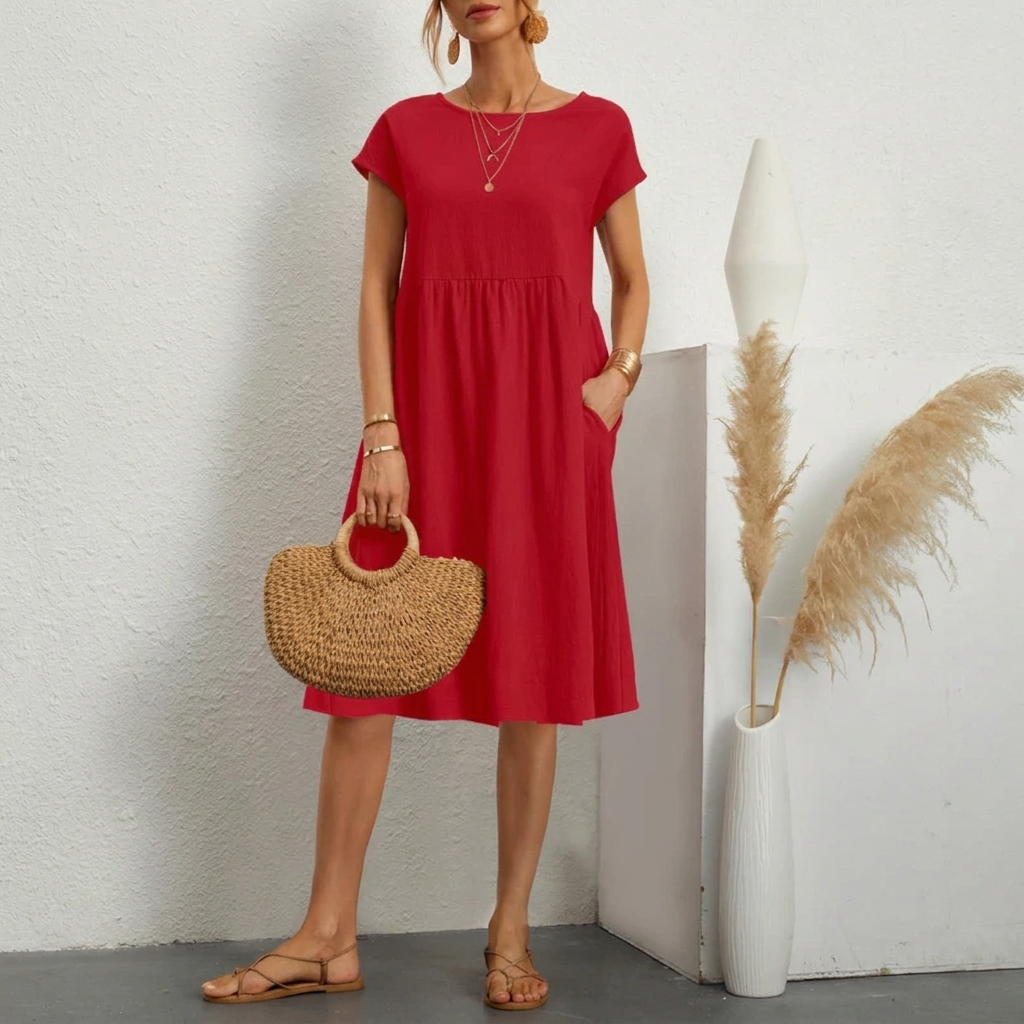 Women's Pocket Midi T-Shirt Dress