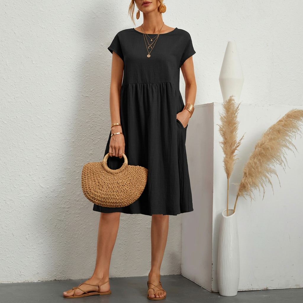 Women's Pocket Midi T-Shirt Dress