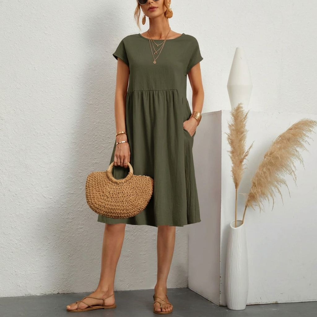 Women's Pocket Midi T-Shirt Dress